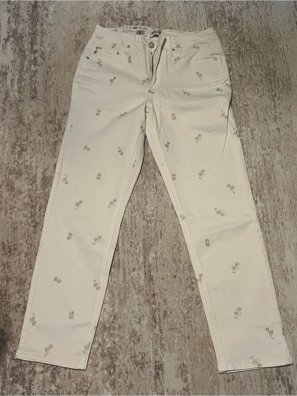 Seven7 Cream High-Rise Straight Jeans